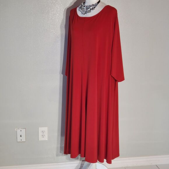 ROAMAN'S A-LINE DRESS COLOR RED 3/4 SLEEVE POLY/SPANDEX STRETCH SIZE 5X - Picture 5 of 8